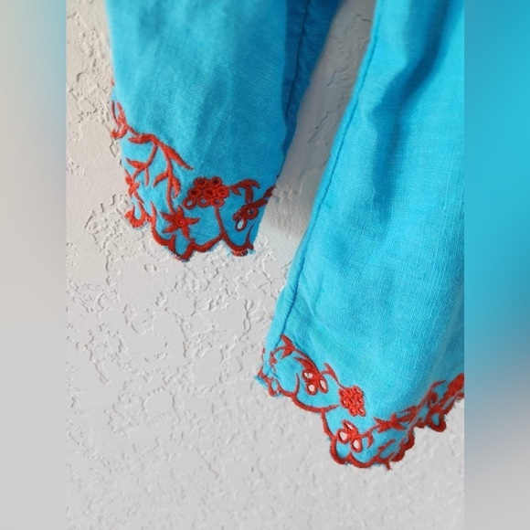 J Crew 100% Linen Tunic Blouse Top in Monaco Blue Size Small - Picture 6 of 9